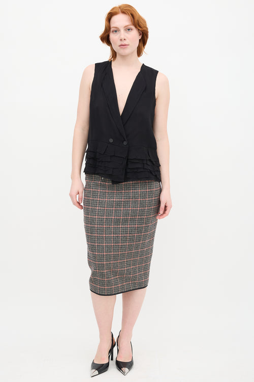 3.1 Phillip Lim Black Silk Ruffle Vest