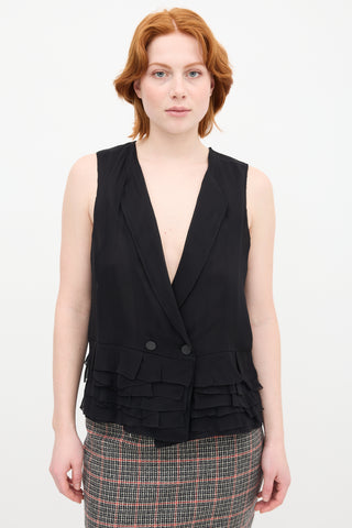 3.1 Phillip Lim Black Silk Ruffle Vest