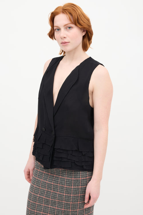 3.1 Phillip Lim Black Silk Ruffle Vest