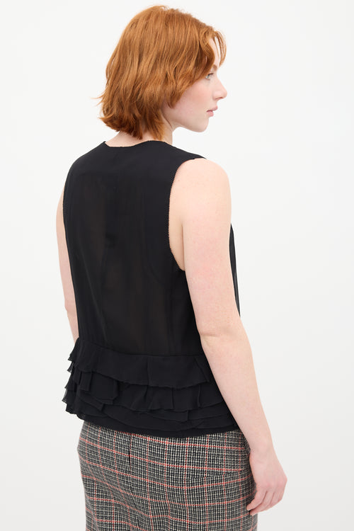 3.1 Phillip Lim Black Silk Ruffle Vest