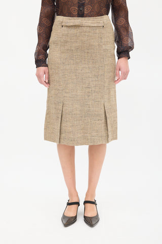 Philosophy Brown Linen Velcro Strap Midi Skirt