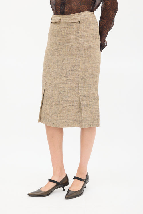 Philosophy Brown Linen Velcro Strap Midi Skirt