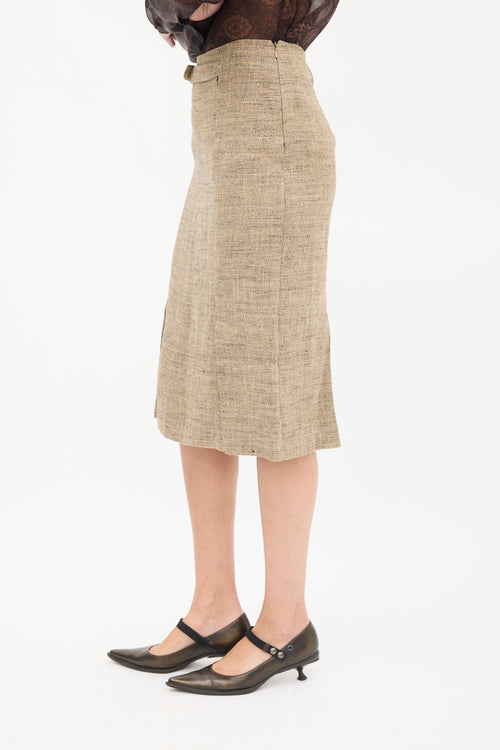 Philosophy Brown Linen Velcro Strap Midi Skirt