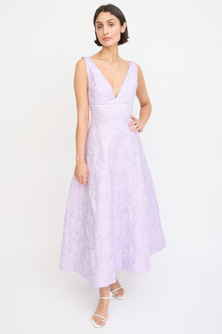 Philosophy Purple Sparkly Floral Jacquard A-Line Dress