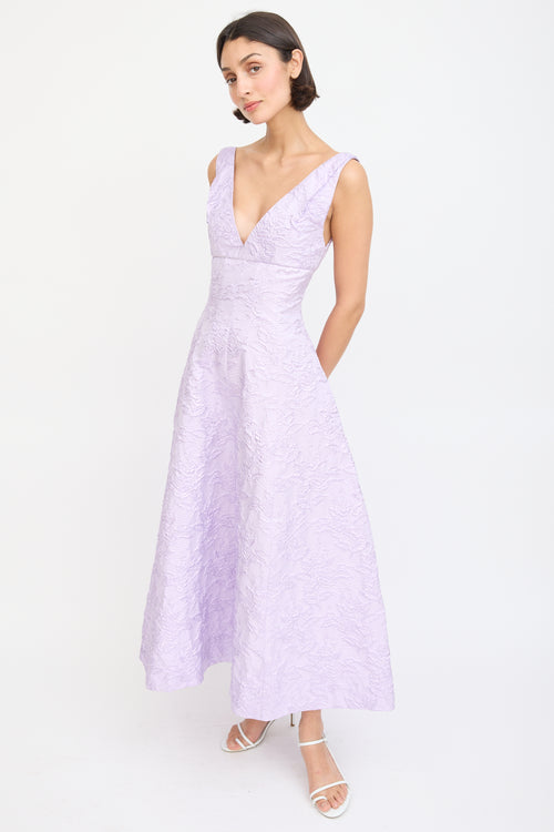 Philosophy Purple Sparkly Floral Jacquard A-Line Dress