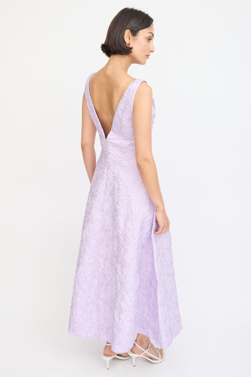 Philosophy Purple Sparkly Floral Jacquard A-Line Dress