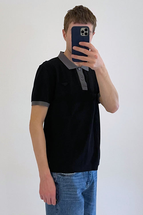 Prada Black 
Grey Polo Top