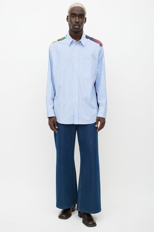 Pierre-Louis Mascia Blue 
Multicolour Striped Button Up Shirt