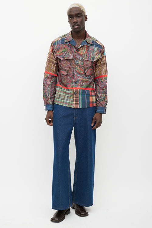 Pierre-Louis Mascia Multicolour Nylon Paisley 
Plaid Button Up Shirt