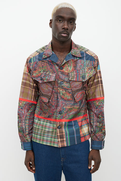 Pierre-Louis Mascia Multicolour Nylon Paisley 
Plaid Button Up Shirt