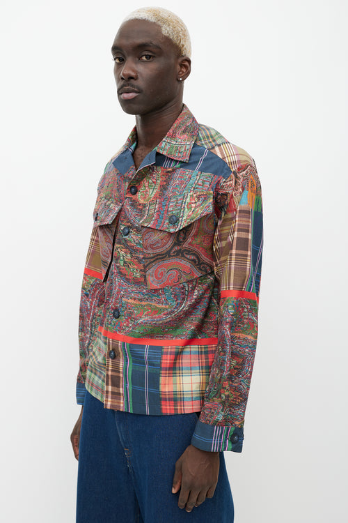 Pierre-Louis Mascia Multicolour Nylon Paisley 
Plaid Button Up Shirt