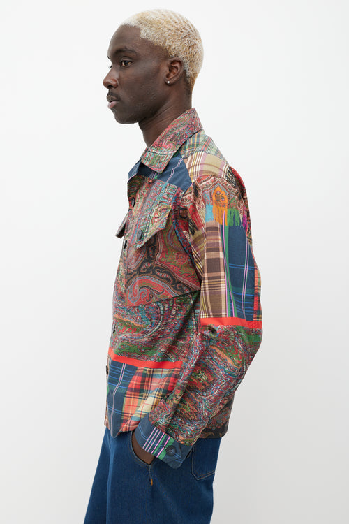 Pierre-Louis Mascia Multicolour Nylon Paisley 
Plaid Button Up Shirt