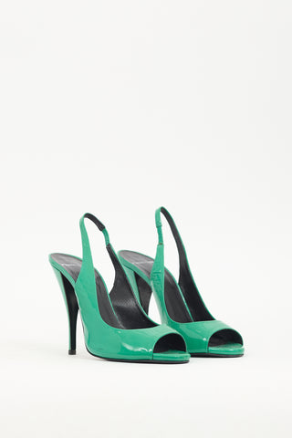 Pierre Hardy Green Patent Leather Slingback Heel