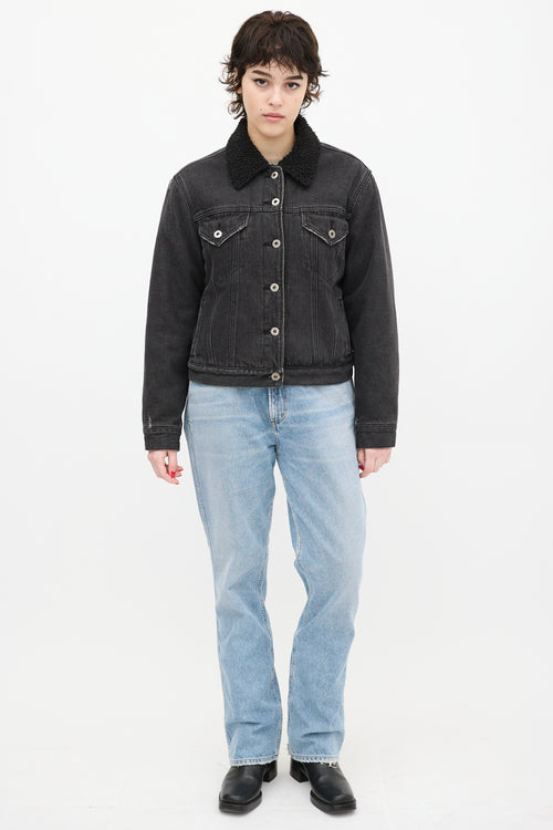 Pistola Black Denim Sherpa Trucker Jacket