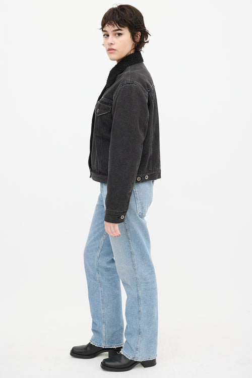 Pistola Black Denim Sherpa Trucker Jacket