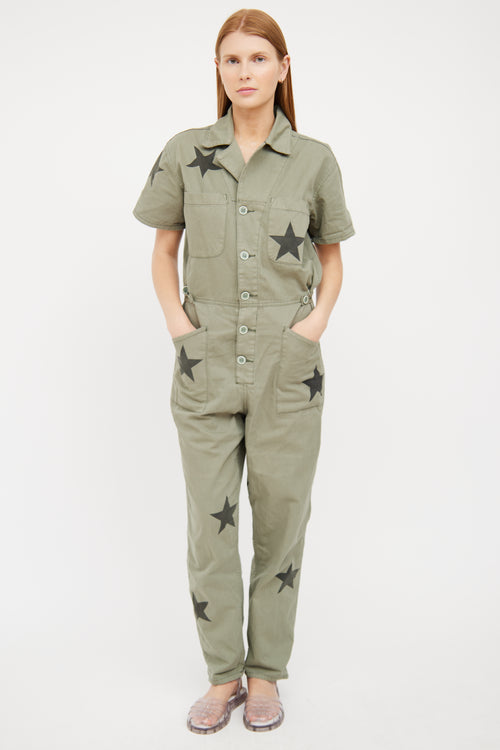 Green Cotton Utility Jumpsuit Pistola