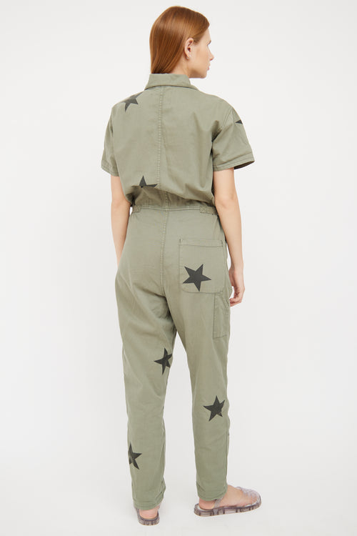 Green Cotton Utility Jumpsuit Pistola