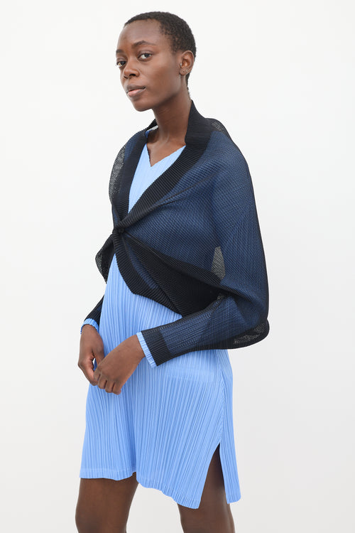 Pleats Please Issey Miyake Black Mesh Bolero Cardigan