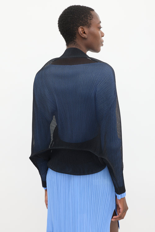 Pleats Please Issey Miyake Black Mesh Bolero Cardigan