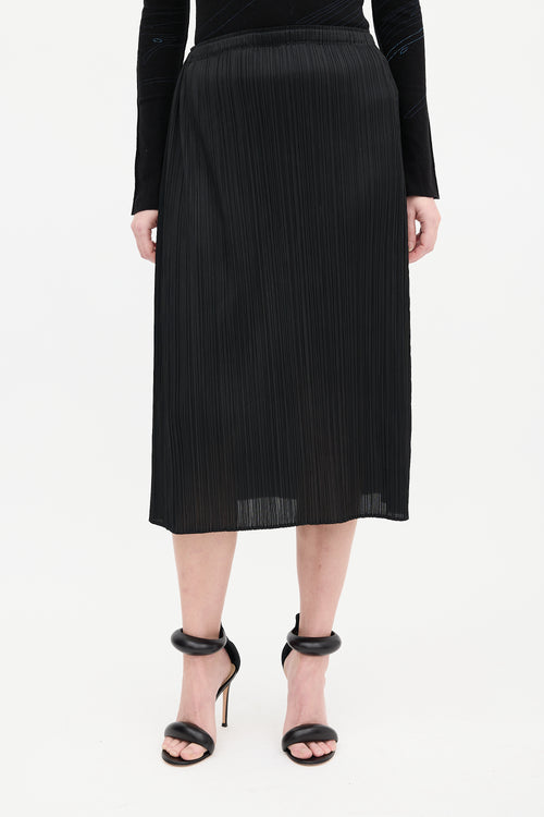 Pleats Please Issey Miyake Black Pleated Midi Skirt