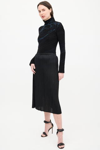 Pleats Please Issey Miyake Black Pleated Midi Skirt