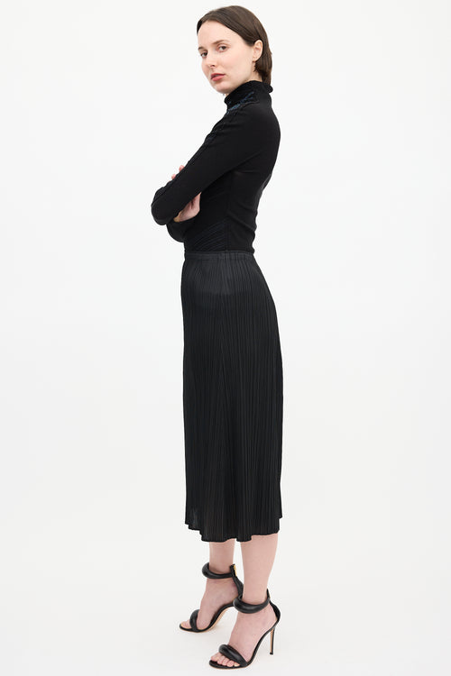 Pleats Please Issey Miyake Black Pleated Midi Skirt