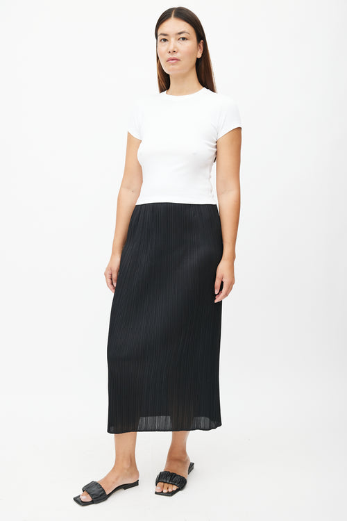 Pleats Please Issey Miyake Black Pleated Maxi Skirt