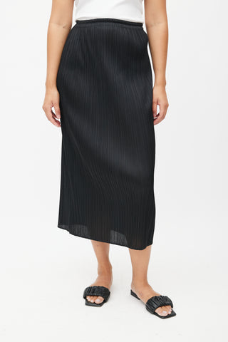 Pleats Please Issey Miyake Black Pleated Maxi Skirt