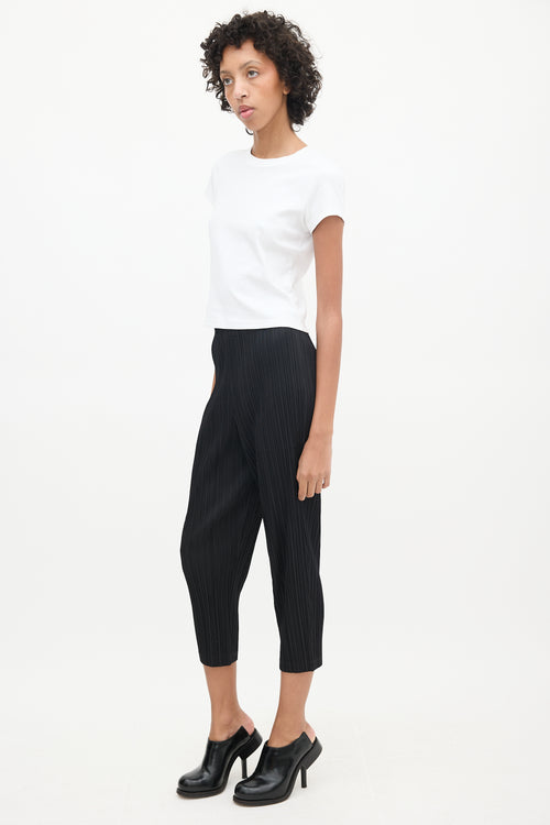 Pleats Please Issey Miyake Black Pleated Tapered Trouser