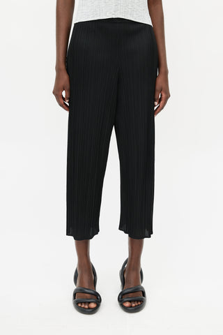 Pleats Please Issey Miyake Black Pleated Wide Leg Pant