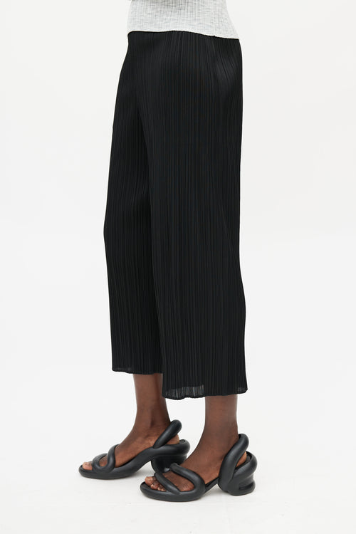 Pleats Please Issey Miyake Black Pleated Wide Leg Pant