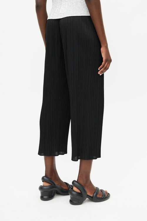 Pleats Please Issey Miyake Black Pleated Wide Leg Pant