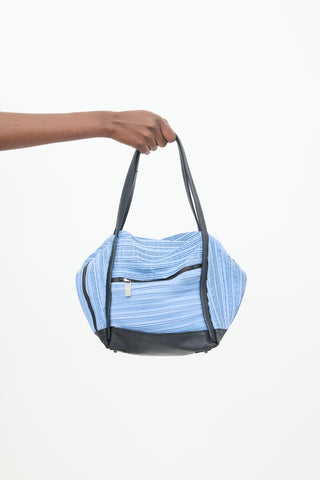 Pleats Please Issey Miyake Blue 
Black Pleated Bag