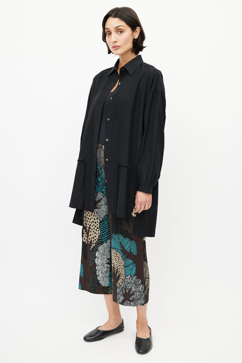 Pleats Please Issey Miyake Brown 
Multi Print Plisse Pant