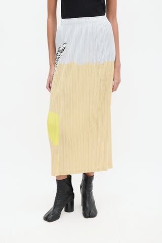 Pleats Please Issey Miyake Grey 
Multicolour Pleated Maxi Skirt