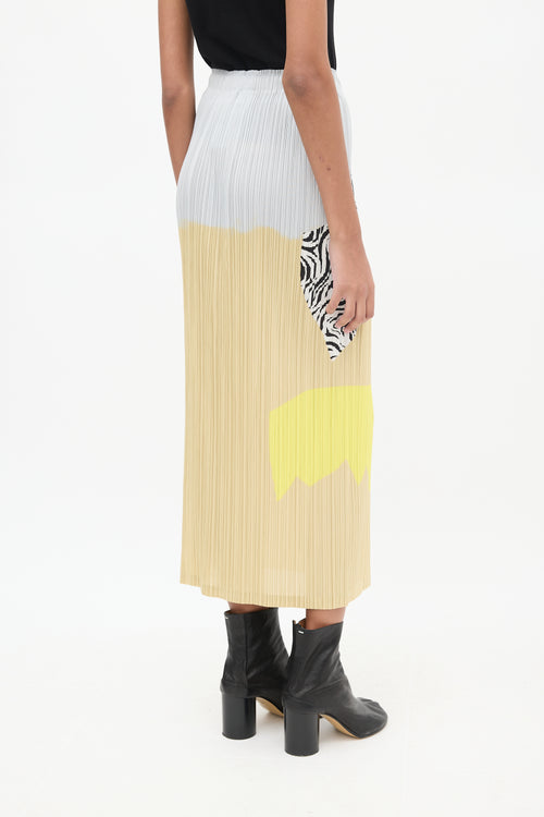 Pleats Please Issey Miyake Grey 
Multicolour Pleated Maxi Skirt