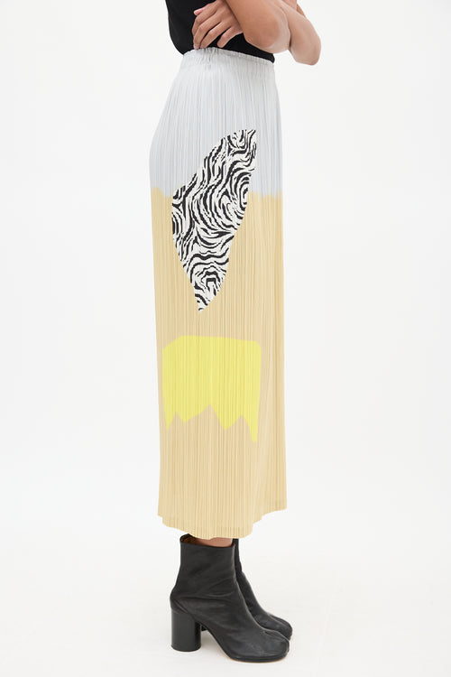 Pleats Please Issey Miyake Grey 
Multicolour Pleated Maxi Skirt