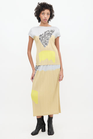 Pleats Please Issey Miyake Grey 
Multicolour Pleated Top