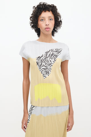 Pleats Please Issey Miyake Grey 
Multicolour Pleated Top