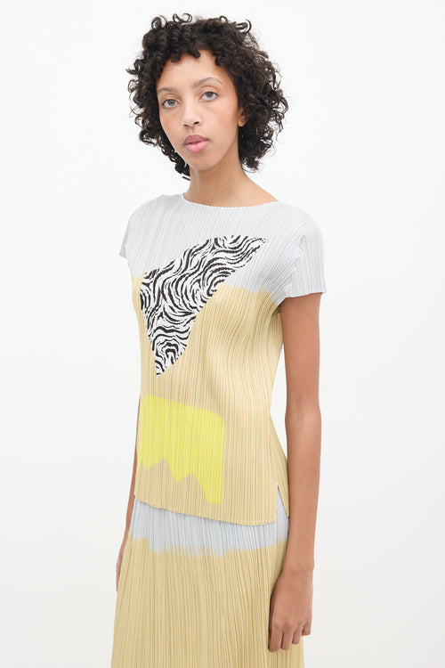 Pleats Please Issey Miyake Grey 
Multicolour Pleated Top