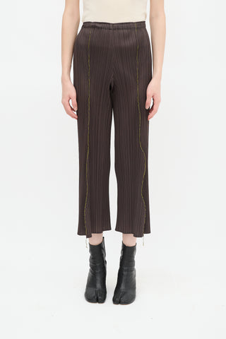 Pleats Please Issey Miyake Grey Pleated Wide Leg Pant