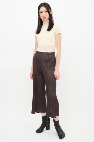 Pleats Please Issey Miyake Grey Pleated Wide Leg Pant