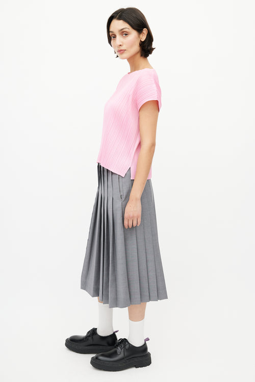 Pleats Please Issey Miyake Pink Plisse Short Sleeve Top