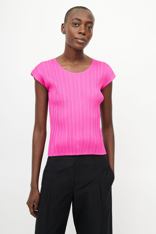 Pleats Please Issey Miyake Pink Pleated Top