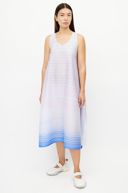 Pleats Please Issey Miyake Purple 
Multicolour Gradient Pleated Dress