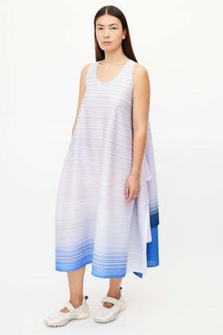 Pleats Please Issey Miyake Purple 
Multicolour Gradient Pleated Dress