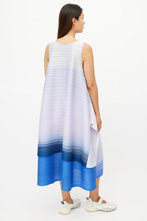 Pleats Please Issey Miyake Purple 
Multicolour Gradient Pleated Dress