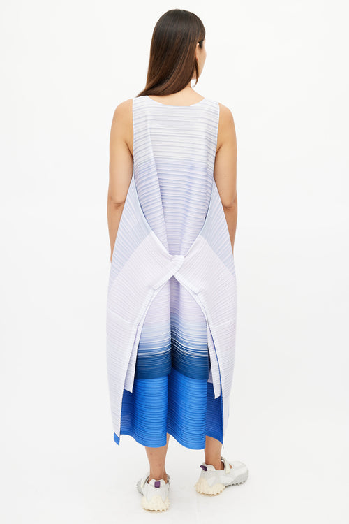 Pleats Please Issey Miyake Purple 
Multicolour Gradient Pleated Dress