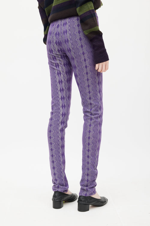 Pleats Please Issey Miyake Purple 
White Argyle Legging