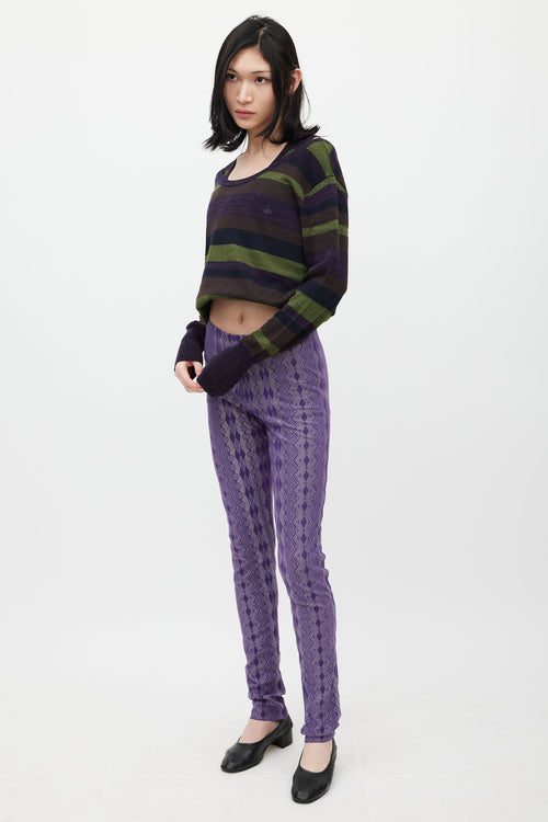 Pleats Please Issey Miyake Purple 
White Argyle Legging